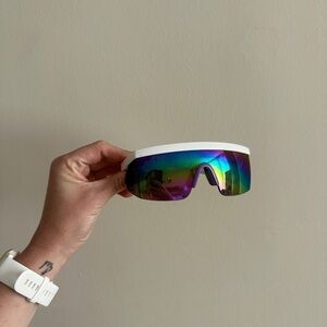 iHeartRaves Purple and White Sunglasses with Iridescent Lens